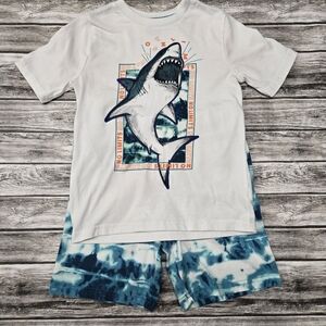 Garanimals blue and white shark tie dye outfit